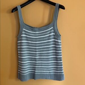 GAP Women's Gray and White Striped Tank Top